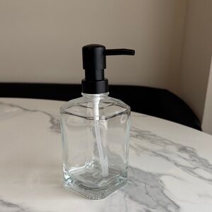 Clear Glass Soap Dispenser with Black Metal Pump